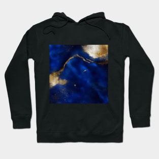 Abstract dark blue and gold paint Hoodie